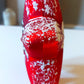 Vintage Czech Republic, Glass Blown, Hand Painted Christmas Tree Ornament - Red Star Tree Topper