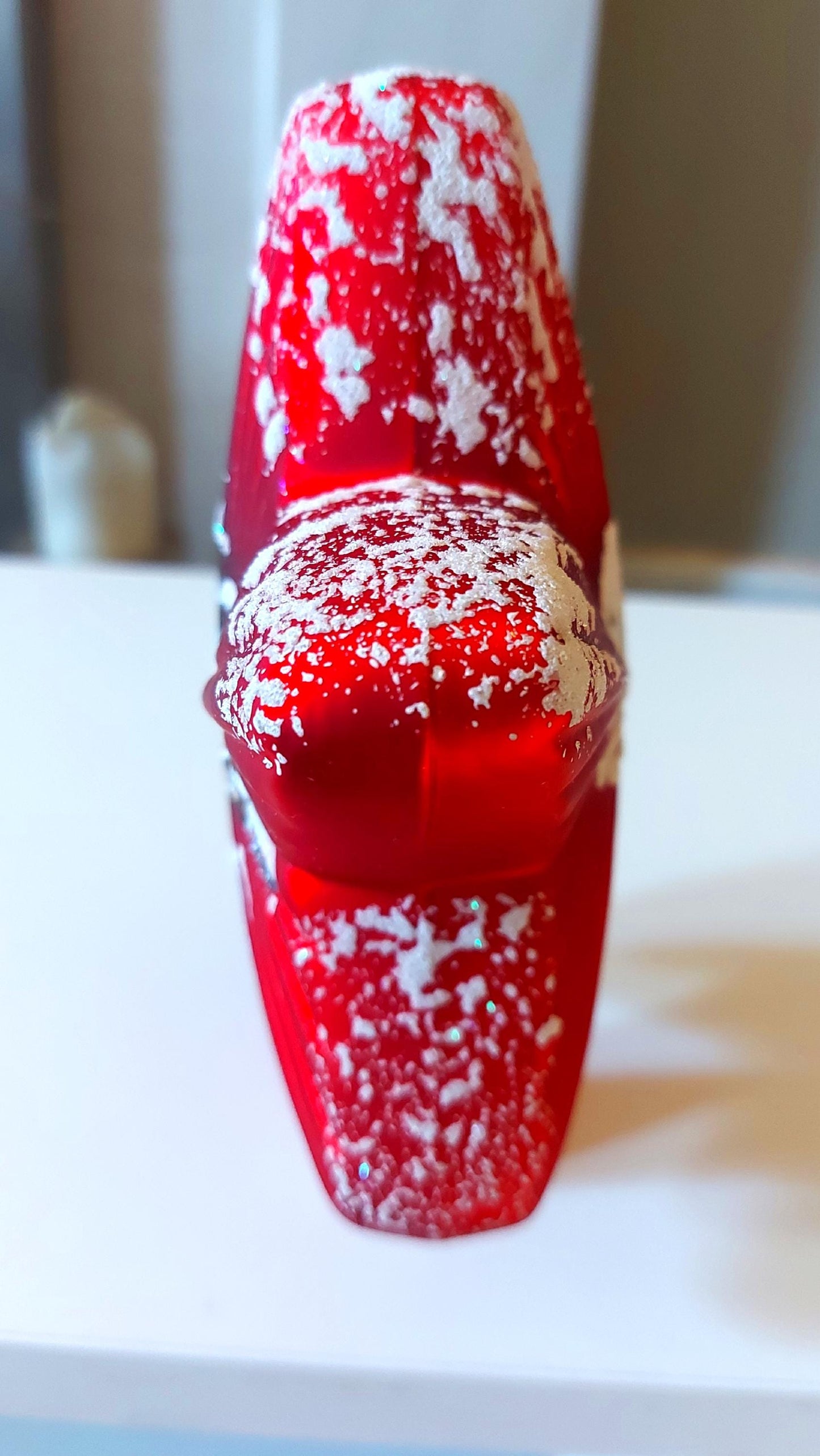 Vintage Czech Republic, Glass Blown, Hand Painted Christmas Tree Ornament - Red Star Tree Topper