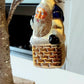 Vintage Czech Republic, Glass Blown, Hand Painted Christmas Tree Ornament - Large Santa in Chimney