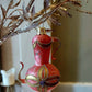 Vintage Czech Republic, Glass Blown, Hand Painted Christmas Tree Ornament - Genie Lamp Pink