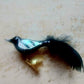 Vintage Czech Republic, Glass Blown, Hand Painted Christmas Tree Ornament - small bird with clip