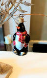 Vintage Hand Painted Glass Penguin Christmas Ornament - Czech Republic