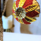 Vintage Czech Glass Christmas Ornament: Hand-Painted Leaf Balls (Pair)