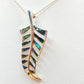 Silver Handmade Inlay Pendant Semi Precious Abalone Shell- Leaf