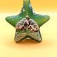 Vintage Czech Glass Christmas Ornament: Hand-Painted Green Star, House Motif