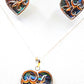 Silver Handmade Inlay Pendant/Earring Set Semi Precious Abalone Shell- Heart