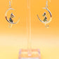 Silver Handmade Inlay Earrings Semi Precious Abalone Shell- Cat on Moon
