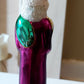 Vintage Czech Republic, Glass Blown, Hand Painted Christmas Tree Ornament - Thin Santa Purple