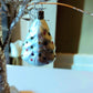 Vintage Czech Republic, Glass Blown, Hand Painted Christmas Tree Ornament - Small Tree ( x 2 )