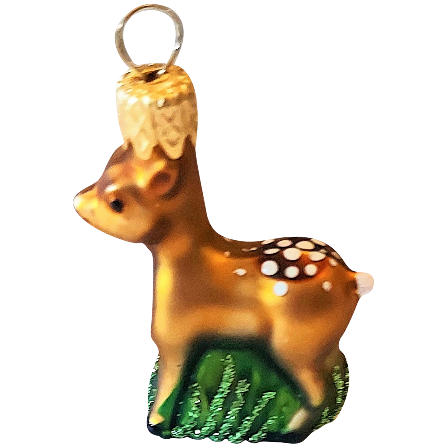 Czech Republic, Glass Blown, Hand Painted Christmas Tree Ornament - Deer a pair ( x 2 )
