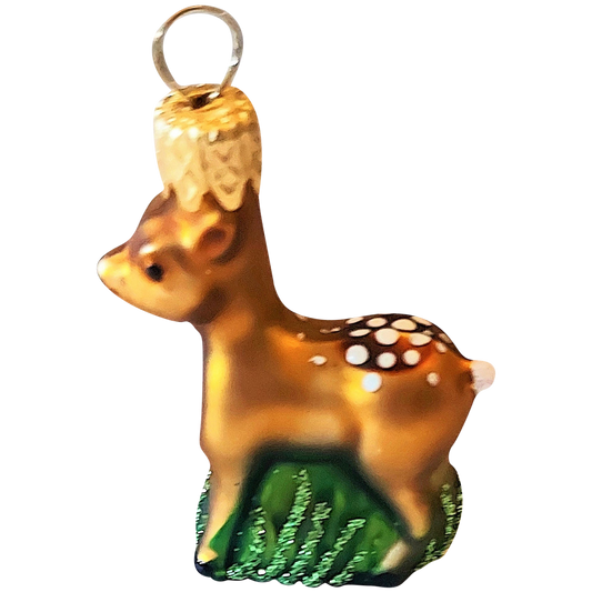 Czech Republic, Glass Blown, Hand Painted Christmas Tree Ornament - Deer a pair ( x 2 )