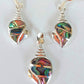 Silver Handmade Inlay Pendant/Earring Set Semi Precious Abalone Shell- Shell