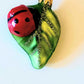 Vintage Czech Glass Ladybug Christmas Ornament: Hand-Painted Pair