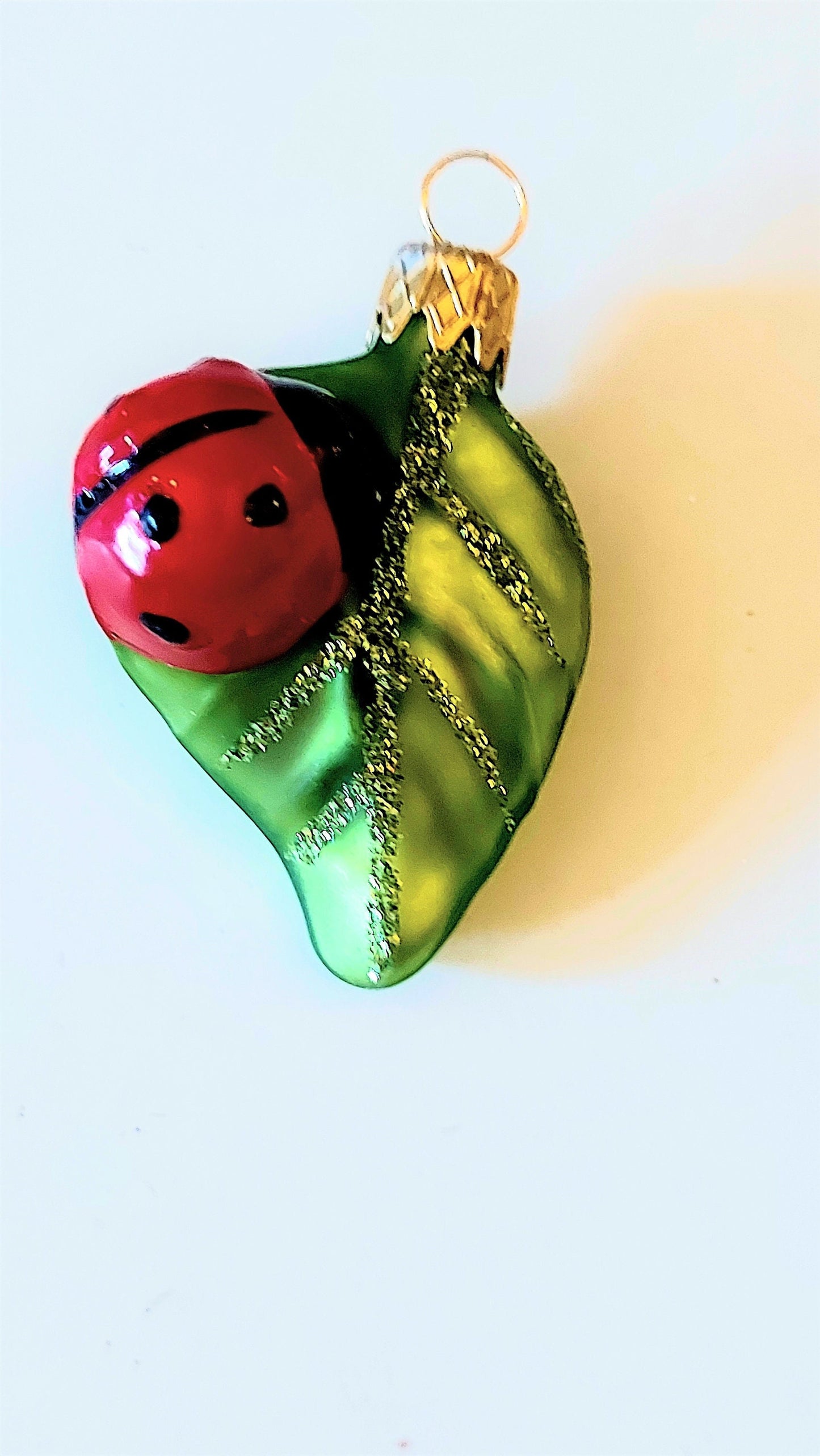 Vintage Czech Glass Ladybug Christmas Ornament: Hand-Painted Pair