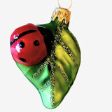 Vintage Czech Glass Ladybug Christmas Ornament: Hand-Painted Pair