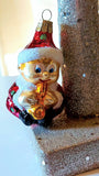 Vintage Czech Republic, Glass Blown, Hand Painted Christmas Tree Ornament - Gnome Musician