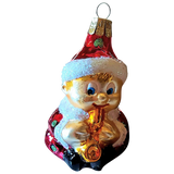 Czech Republic, Glass Blown, Hand Painted Christmas Tree Ornament - Gnome Musician