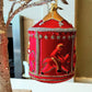 Vintage Czech Republic, Glass Blown, Hand Painted Christmas Tree Ornament - Large Carousel Red