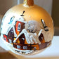 Vintage Czech Glass Christmas Ornament: Hand-Painted Gold large Ball