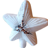 Vintage Czech Republic, Glass Blown, Hand Painted Christmas Tree Ornament - White Star Tree Topper
