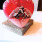 Vintage Czech Glass Christmas Ornament: Hand-Painted Red Heart House