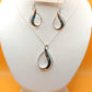 Silver Handmade Inlay Pendant/Earring Set Semi Precious Abalone Shell- Loop