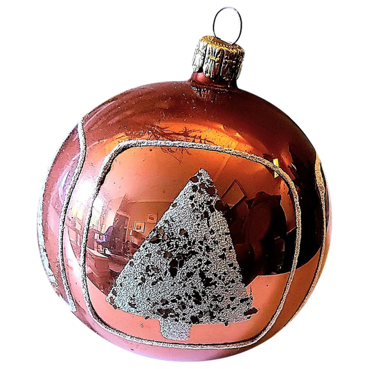 Czech Republic, Glass Blown, Hand Painted Christmas Tree Ornament decoration - Large Ball Bauble