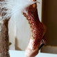 Vintage Czech Republic, Glass Blown, Hand Painted Christmas Tree Ornament - Boot Baby Pink