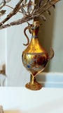 Vintage Czech Republic, Glass Blown, Hand Painted Christmas Tree Ornament - Genie Lamp gold/silver
