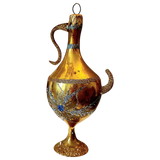 Czech Republic, Glass Blown, Hand Painted Christmas Tree Ornament - Genie Lamp gold/silver