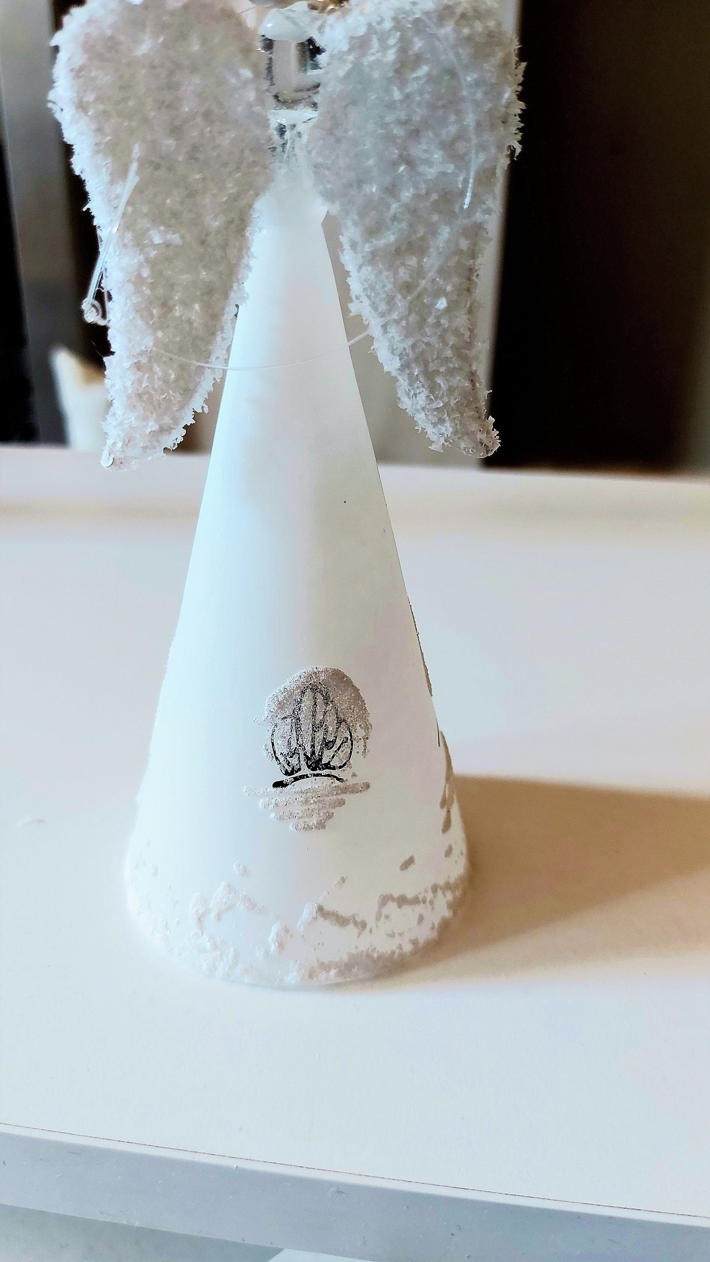 Vintage Czech Glass Angel Christmas Ornament: Hand-Painted Winter Village