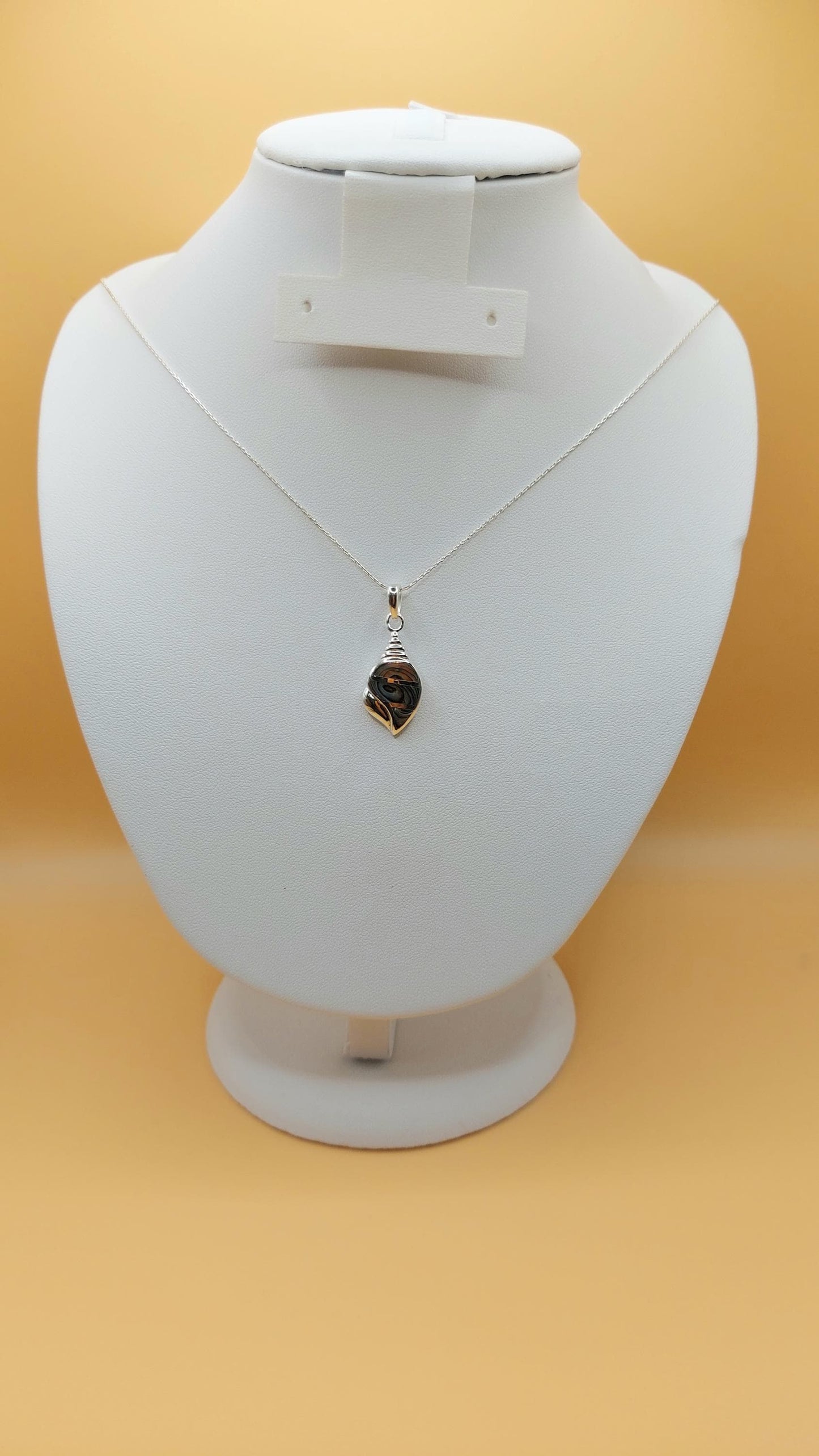 Silver Handmade Inlay Pendant Semi Precious Abalone Shell- Shell