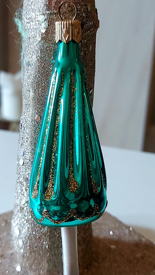 Vintage Czech Republic, Glass Blown, Hand Painted Christmas Tree Ornament - Umbrella Various Colours