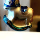 Vintage Czech Glass Blown Rocking Horse Christmas Ornament Pair