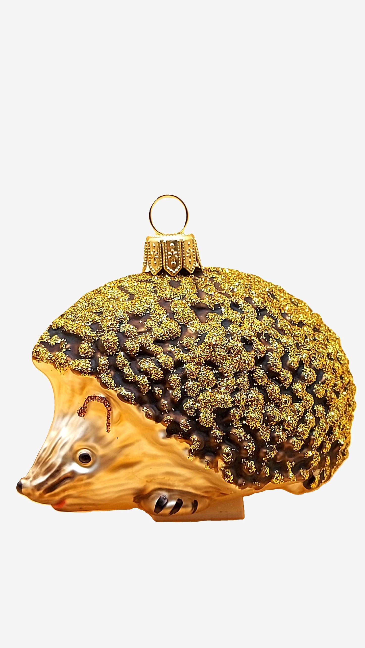 Vintage Czech Republic, Glass Blown, Hand Painted Christmas Tree Ornament - Hedgehog