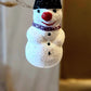 Vintage Czech Republic, Glass Blown, Hand Painted Christmas Tree Ornament - Snowman a pair ( x 2 )