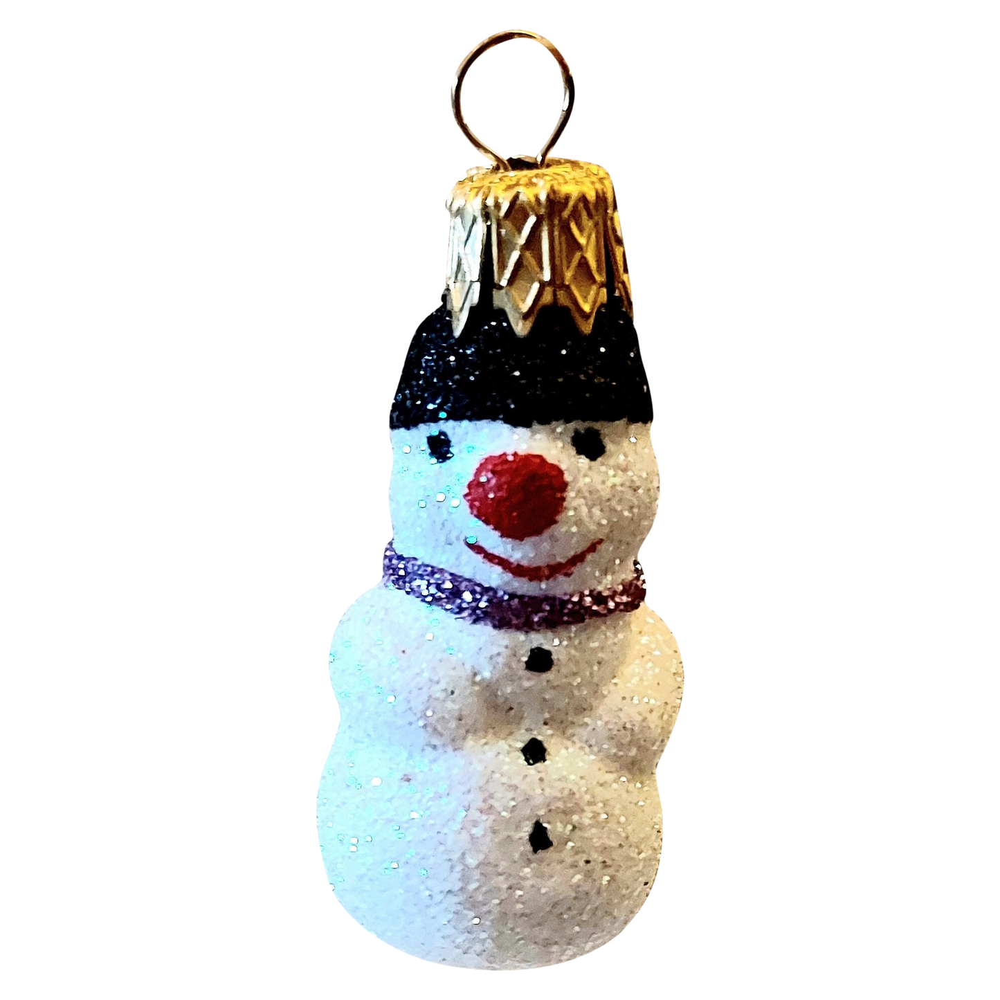 Czech Republic, Glass Blown, Hand Painted Christmas Tree Ornament - Snowman a pair ( x 2 )