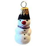 Czech Republic, Glass Blown, Hand Painted Christmas Tree Ornament - Snowman a pair ( x 2 )