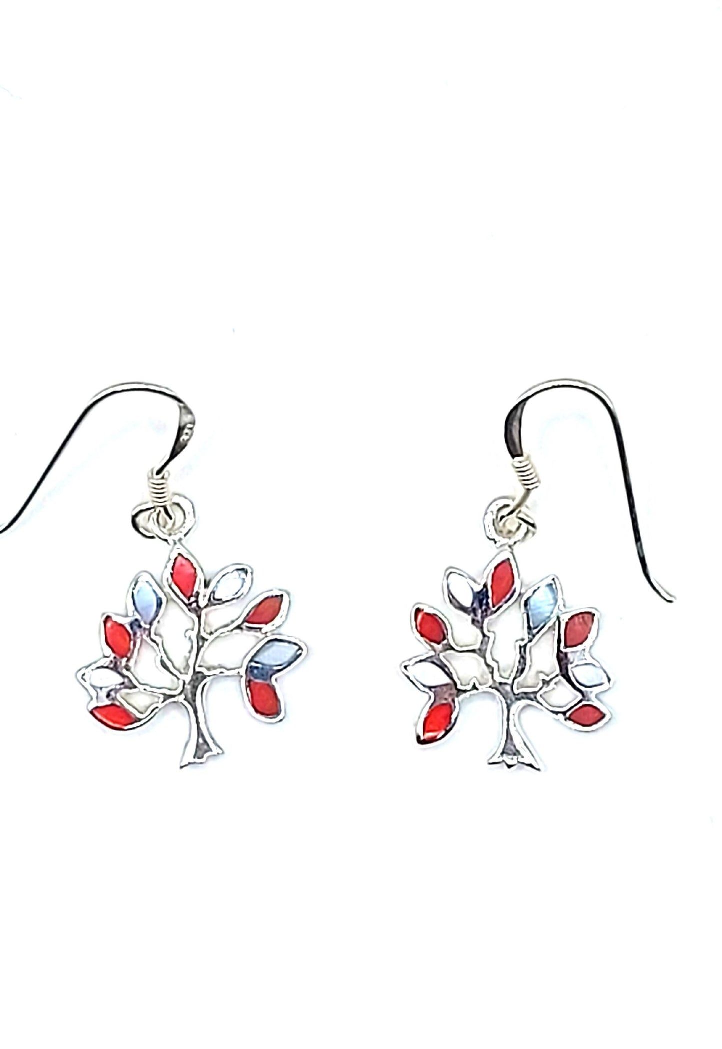 Silver Handmade Inlay Pendant/Earring Set Semi Precious Natural Shell- Tree