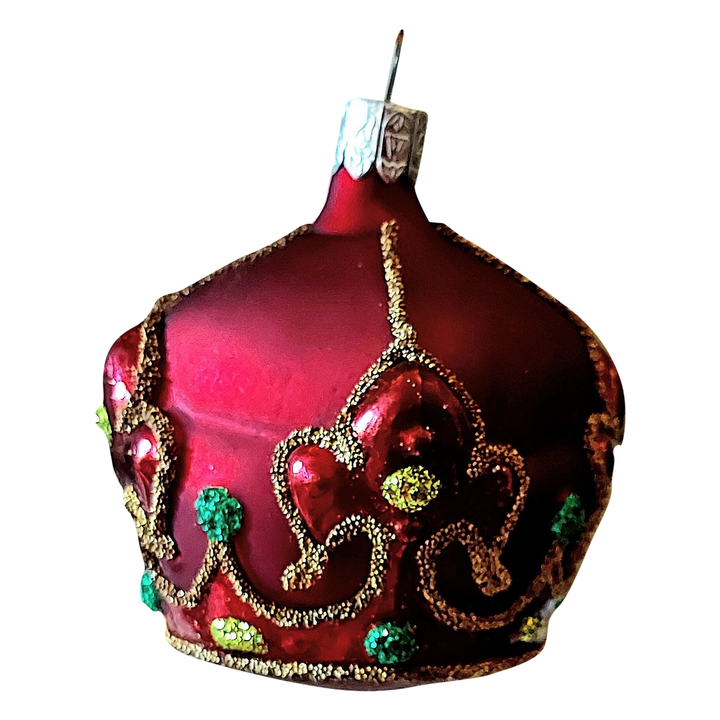 Czech Republic, Glass Blown, Hand Painted Christmas Tree Ornament - Crown