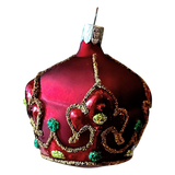 Czech Republic, Glass Blown, Hand Painted Christmas Tree Ornament - Crown