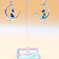 Silver Handmade Inlay Earrings Semi Precious Abalone Shell- Cat on Moon
