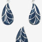 Silver Handmade Inlay Pendant/Earring Set Semi Precious Black Onyx- Black Leaf