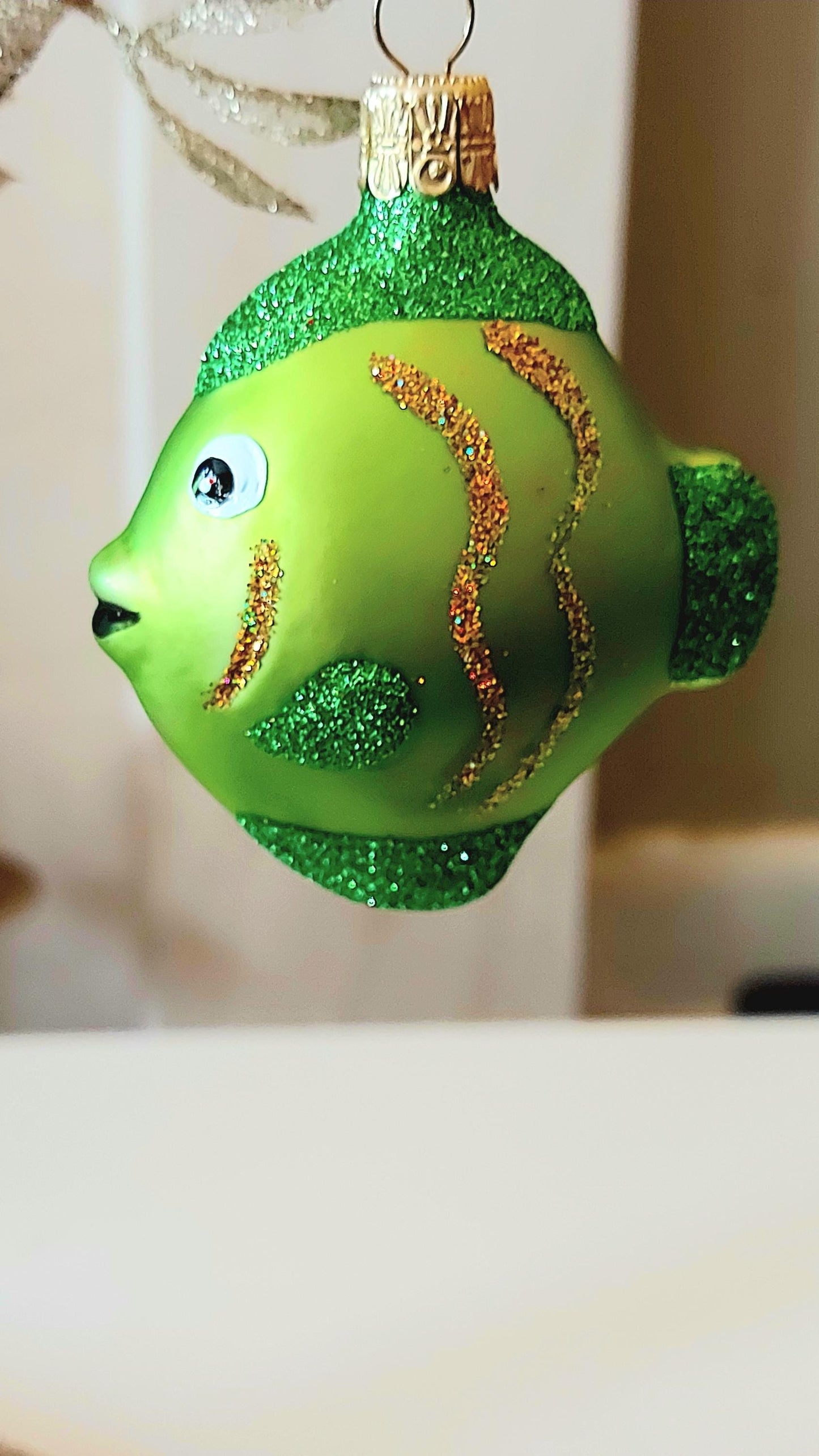 Vintage Czech Republic, Glass Blown, Hand Painted Christmas Tree Ornament - Nemo Fish