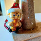 Vintage Czech Republic, Glass Blown, Hand Painted Christmas Tree Ornament - Gnome Musician
