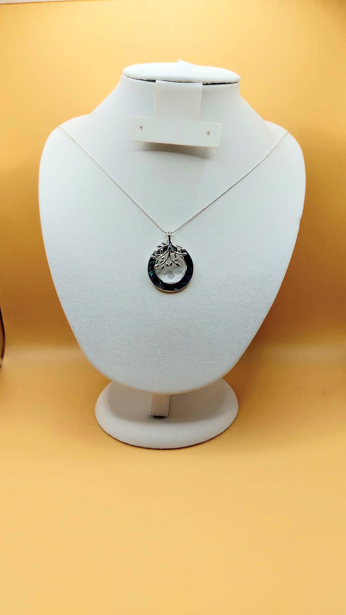 Silver Handmade Inlay Pendant Semi Precious Abalone Shell- Tree of Life