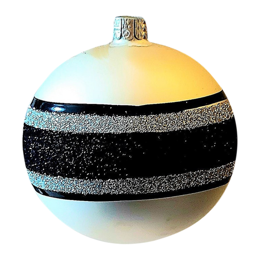 Czech Republic, Glass Blown, Hand Painted Christmas Tree Ornament decoration - Large Ball Bauble