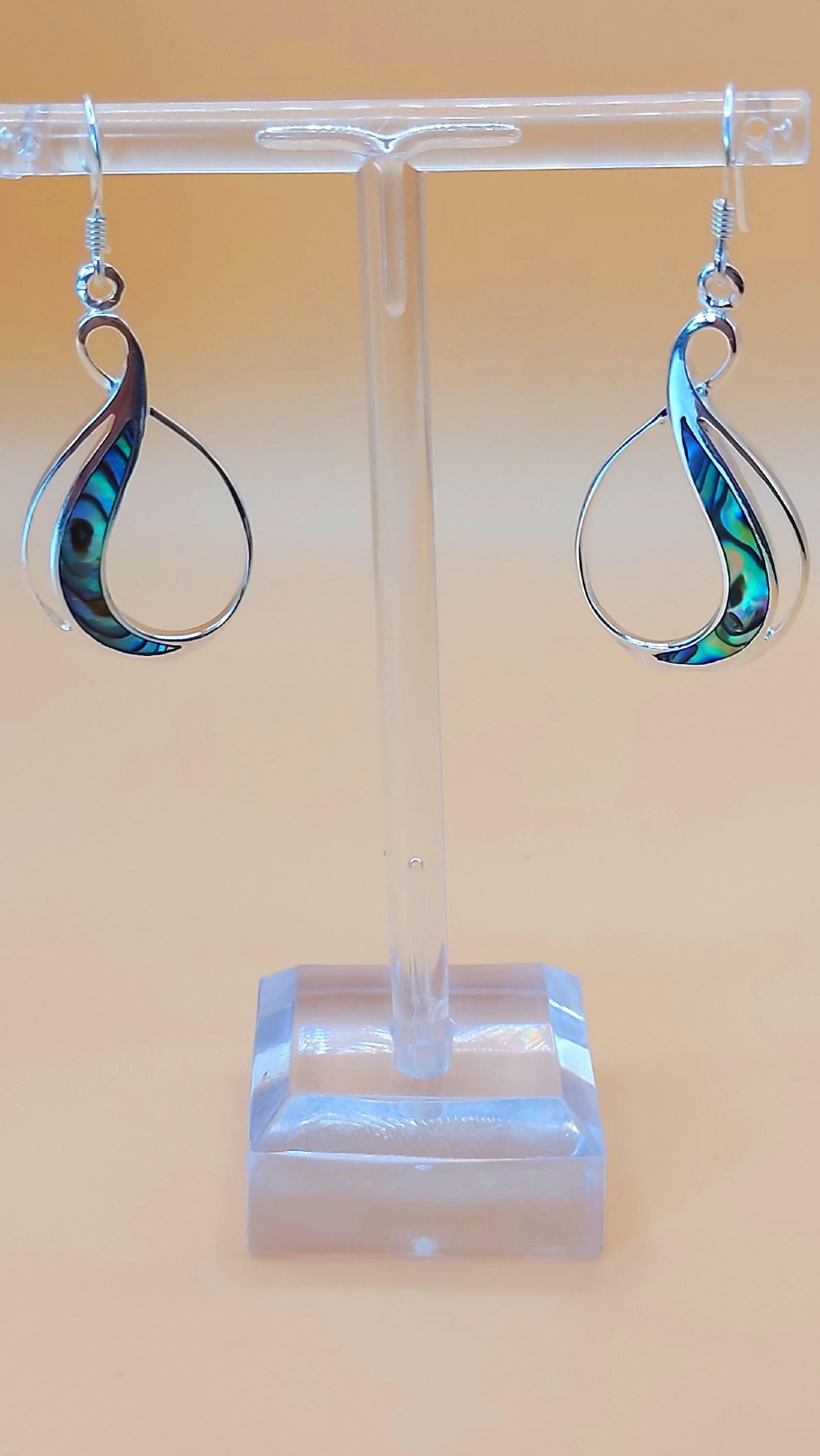 Silver Handmade Inlay Pendant/Earring Set Semi Precious Abalone Shell- Loop