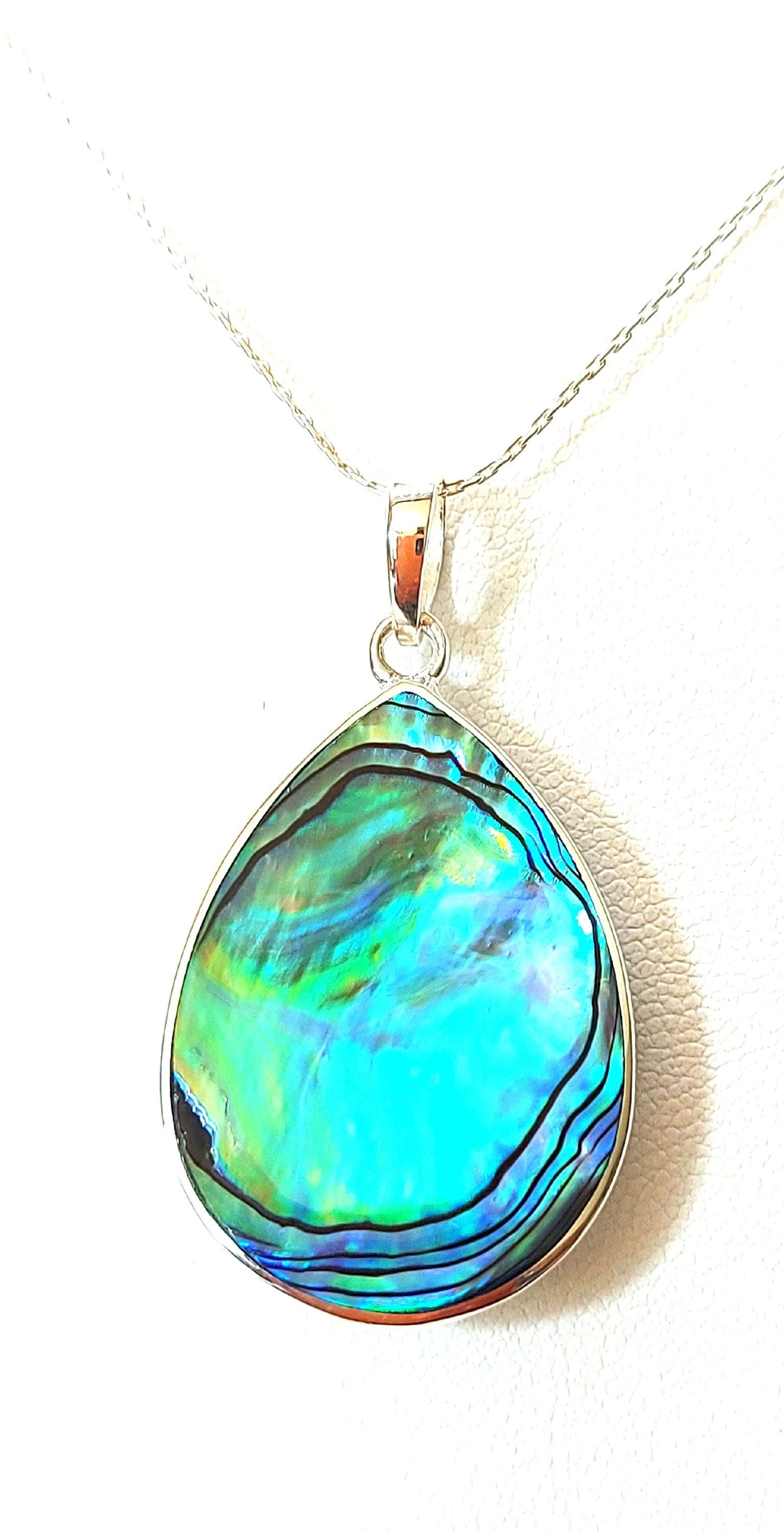 Silver Handmade Inlay Pendant Semi Precious Abalone Shell- Flower