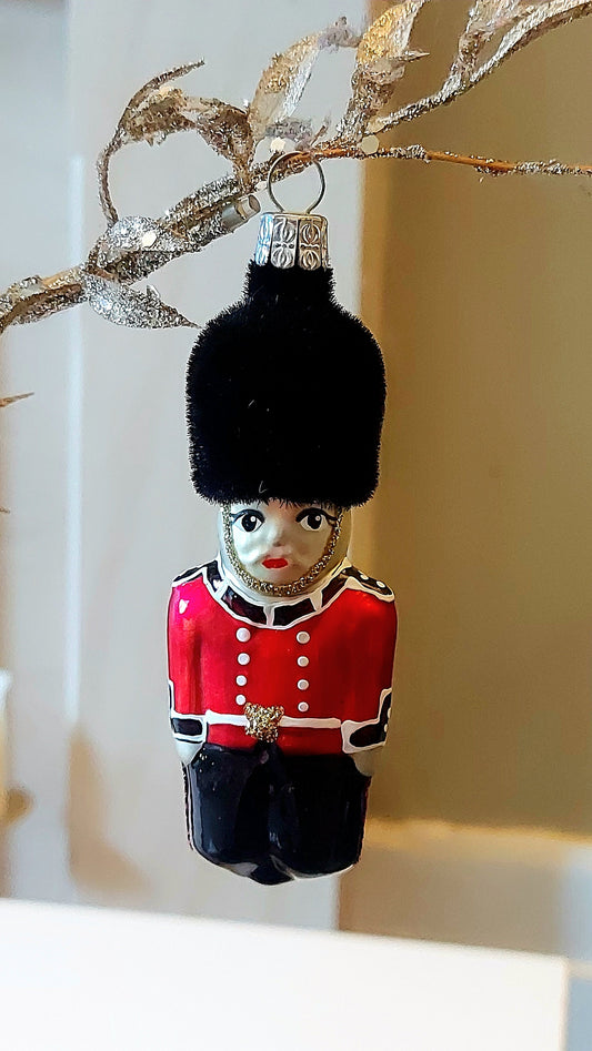 Czech Republic, Glass Blown, Hand Painted Christmas Tree Ornament decoration - Soldier